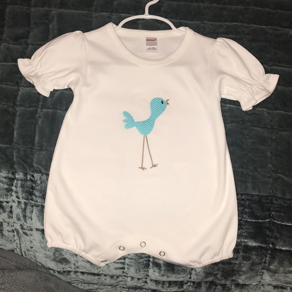 Toddler Girls Appliqued Bird Romper - Picture 1 of 5
